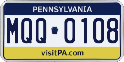 PA license plate MQQ0108