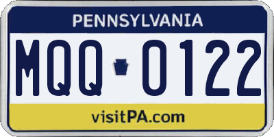 PA license plate MQQ0122