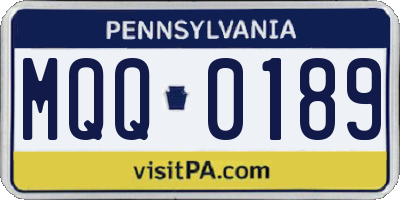 PA license plate MQQ0189