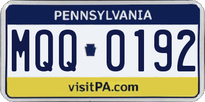 PA license plate MQQ0192