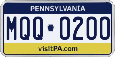 PA license plate MQQ0200