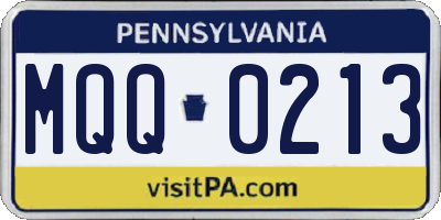 PA license plate MQQ0213