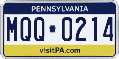 PA license plate MQQ0214