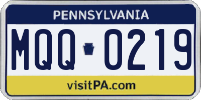 PA license plate MQQ0219