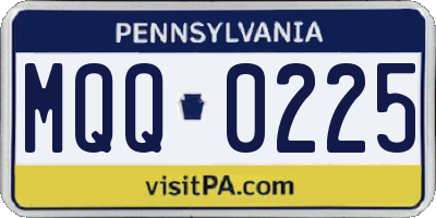 PA license plate MQQ0225
