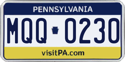 PA license plate MQQ0230