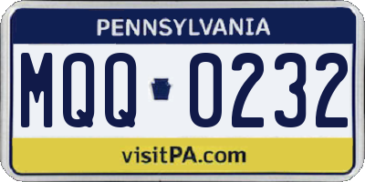 PA license plate MQQ0232