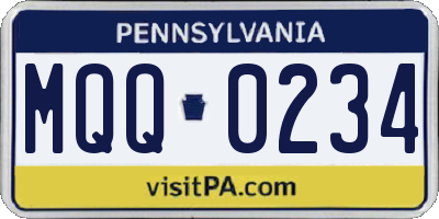 PA license plate MQQ0234