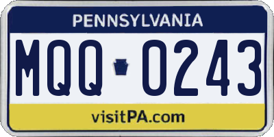 PA license plate MQQ0243