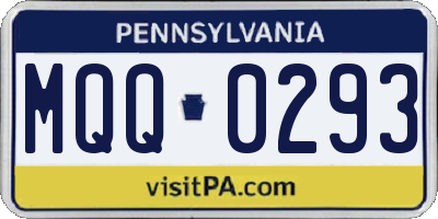 PA license plate MQQ0293