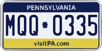 PA license plate MQQ0335