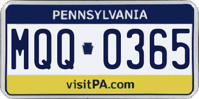 PA license plate MQQ0365