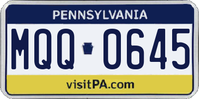 PA license plate MQQ0645