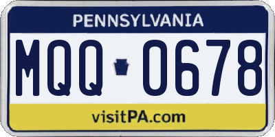 PA license plate MQQ0678