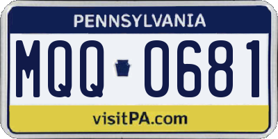 PA license plate MQQ0681