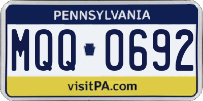 PA license plate MQQ0692