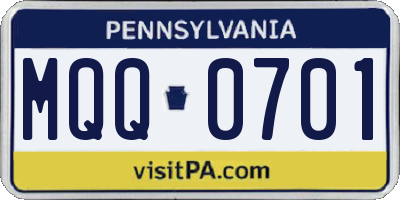 PA license plate MQQ0701