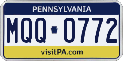 PA license plate MQQ0772