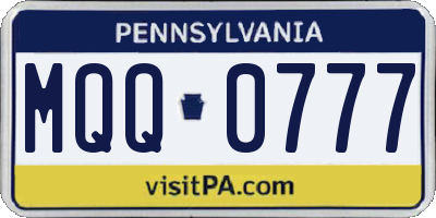 PA license plate MQQ0777