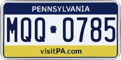 PA license plate MQQ0785