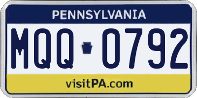 PA license plate MQQ0792