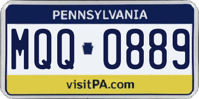 PA license plate MQQ0889