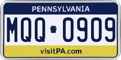 PA license plate MQQ0909