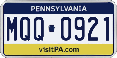 PA license plate MQQ0921