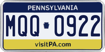 PA license plate MQQ0922