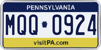 PA license plate MQQ0924