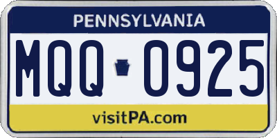 PA license plate MQQ0925