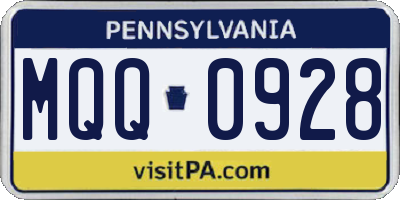 PA license plate MQQ0928