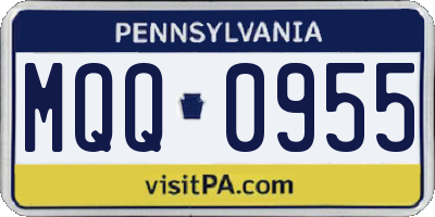 PA license plate MQQ0955