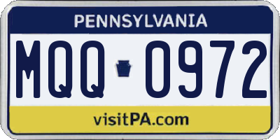 PA license plate MQQ0972