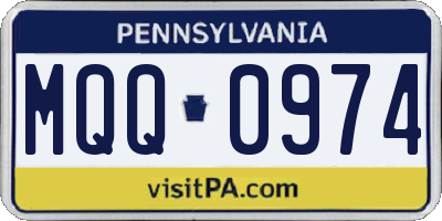 PA license plate MQQ0974
