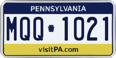 PA license plate MQQ1021