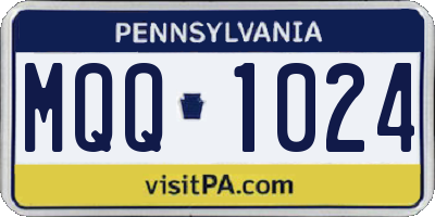 PA license plate MQQ1024
