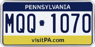 PA license plate MQQ1070