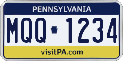 PA license plate MQQ1234
