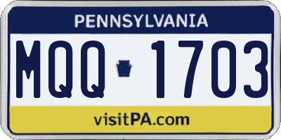 PA license plate MQQ1703