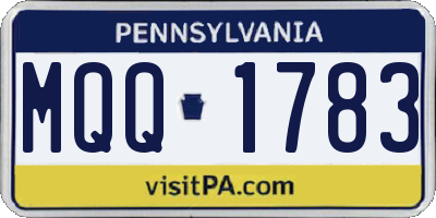 PA license plate MQQ1783