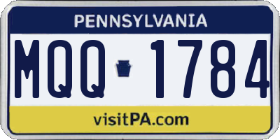 PA license plate MQQ1784
