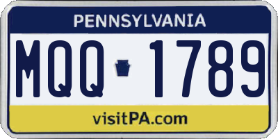 PA license plate MQQ1789