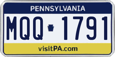 PA license plate MQQ1791