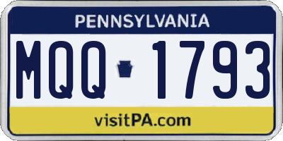 PA license plate MQQ1793