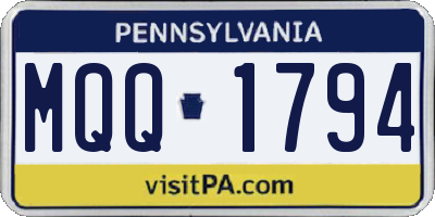PA license plate MQQ1794