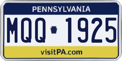 PA license plate MQQ1925