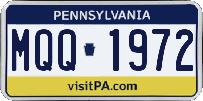 PA license plate MQQ1972