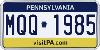 PA license plate MQQ1985