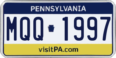 PA license plate MQQ1997